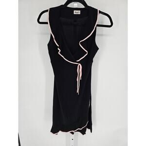 A&G Crush Jr. Women's Black Ruffle Shawl-Neck Sleeveless Faux Wrap Dress Size M